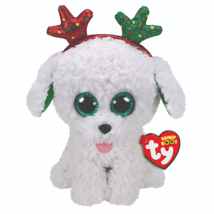 Beanie Boos Regular Plush Christmas Sugar Dog With Antlers