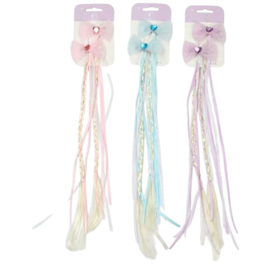 Kids Hair Extensions Braided With Decorative Bow Assorted