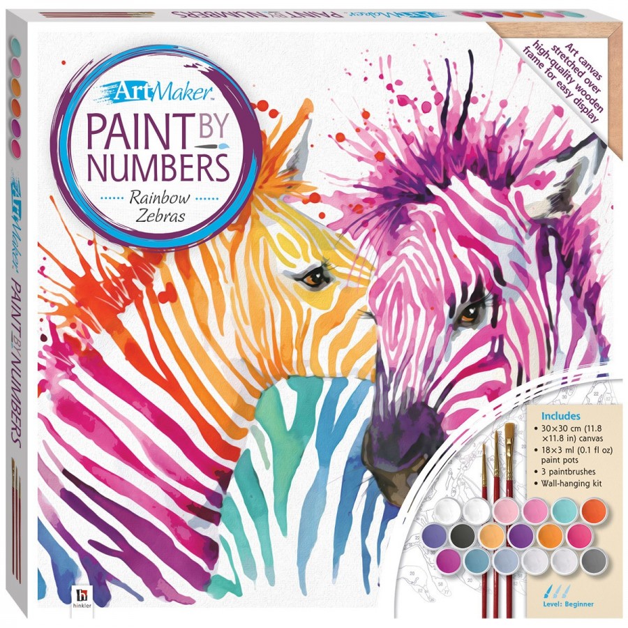 Art Maker Paint By Numbers On Canvas Rainbow Zebras