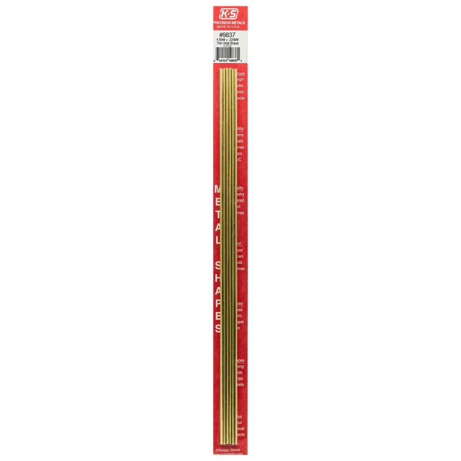 K&S Brass Round Tube 4.5 ODx300mm 0.22 Wall M0087 3 Pack