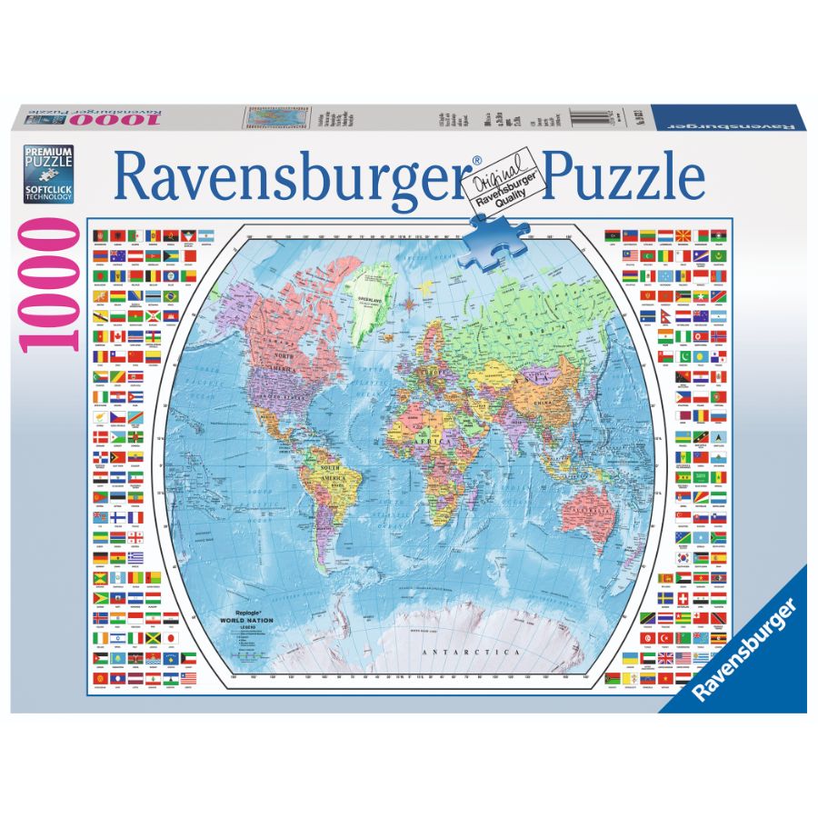 Ravensburger Puzzle 1000 Piece Political World Map With Flags