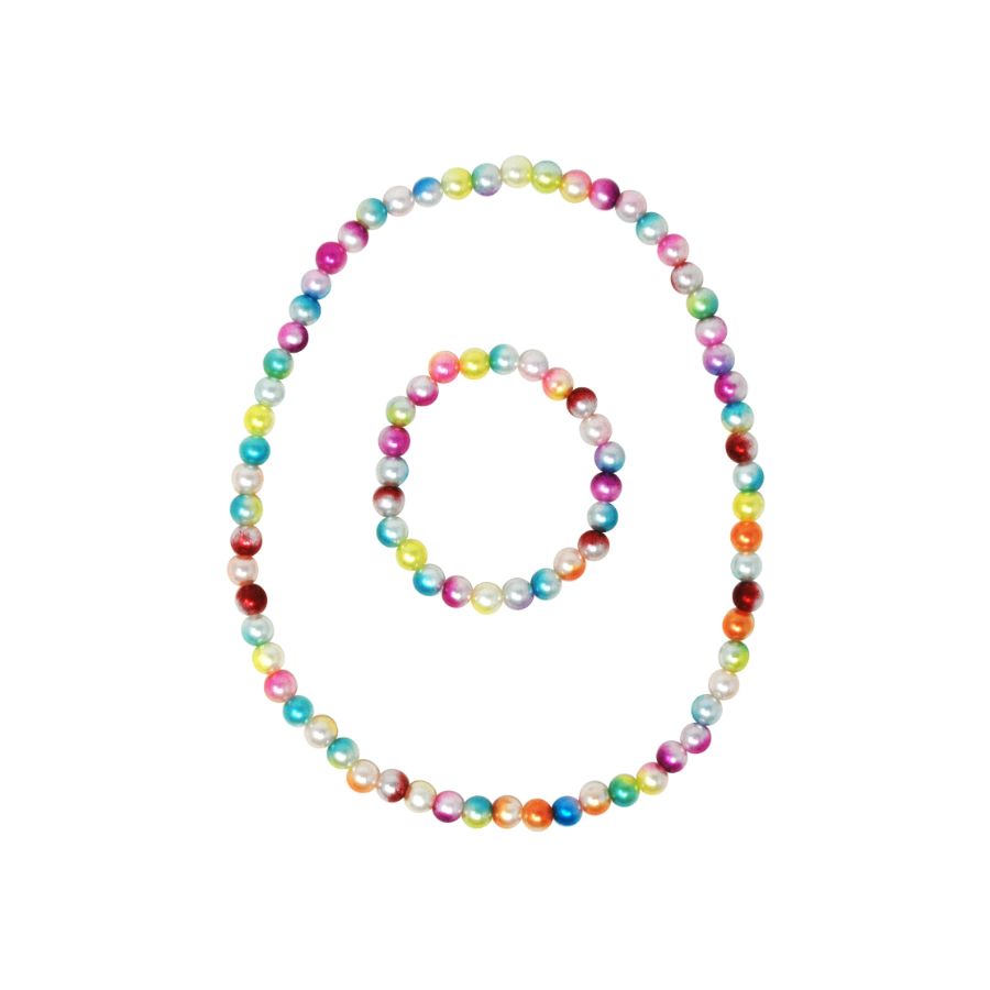 Rainbow Pearl Necklace & Bracelet Set