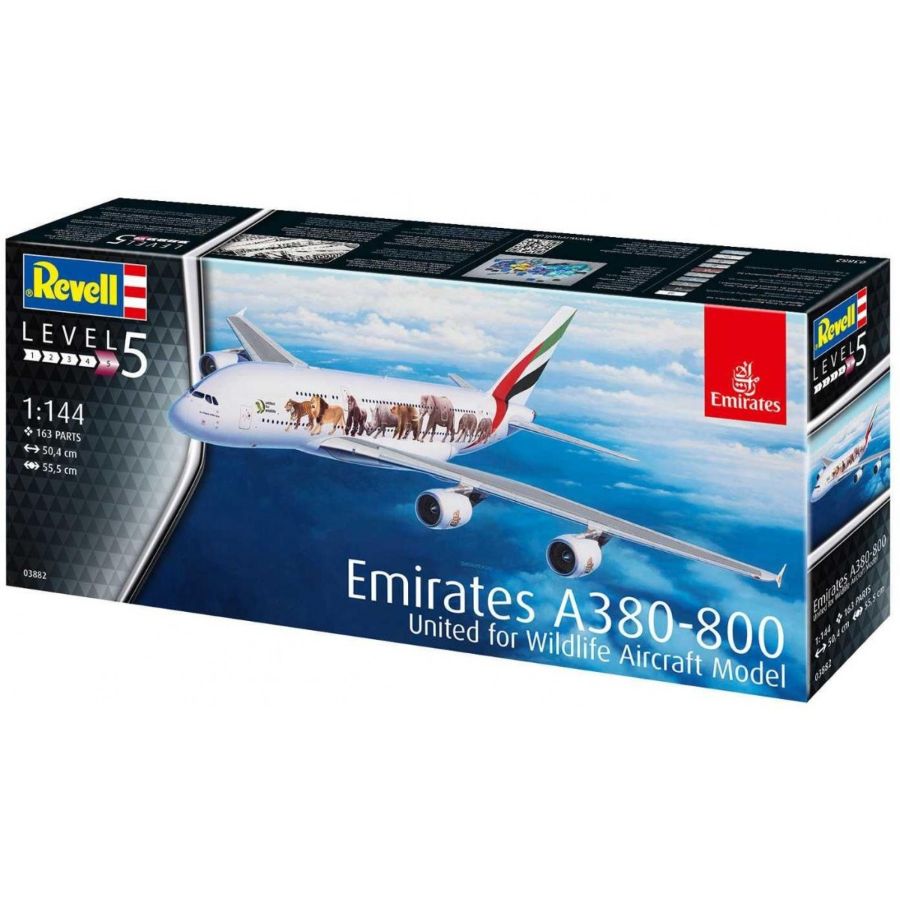 Revell Model Kit 1:144 Airbus A380-800 Emirates Wild Life
