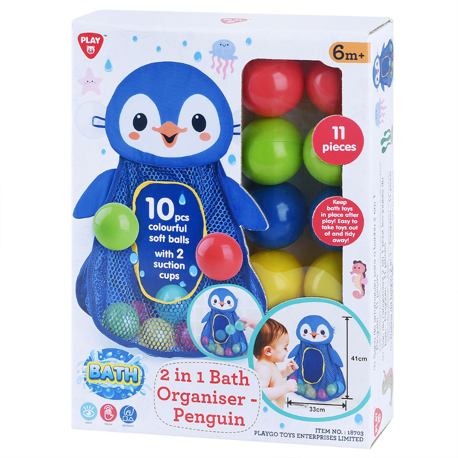 Bath Organiser With 10 Soft Plastic Play Balls