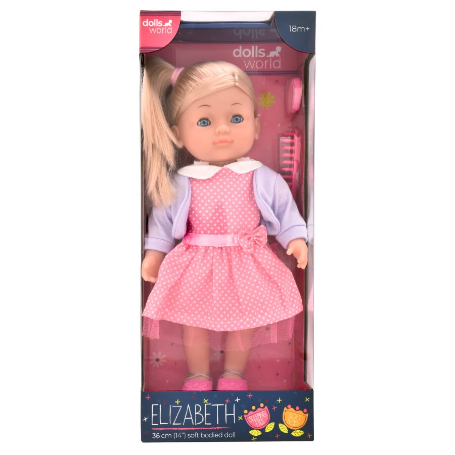 Dolls World Soft Bodies Girl Doll Elizabeth With Hair & Accessories 36cm