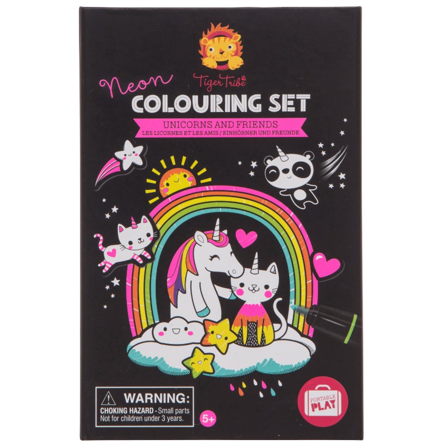 Tiger Tribe Colouring Set Neon Unicorns & Friends