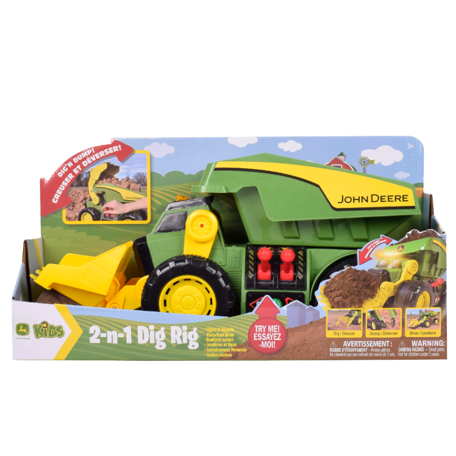 John Deere Motorised Dig Rig Dump Truck & Front Loader