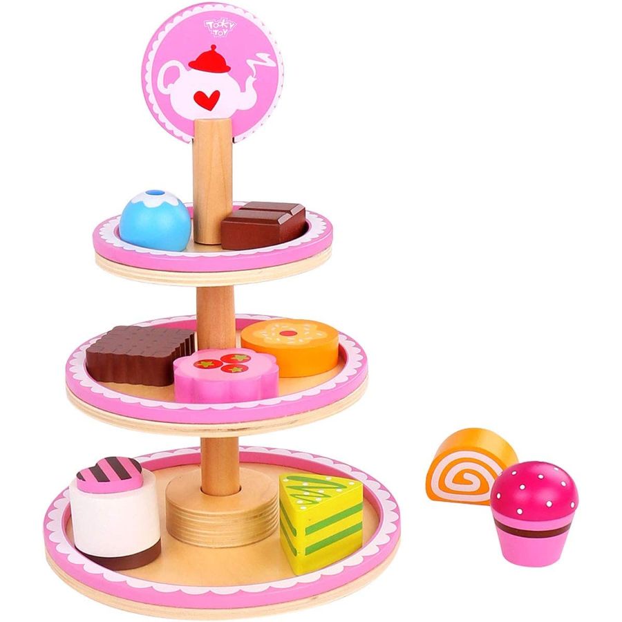 Tooky Toy Wooden Dessert Stand & Accessories
