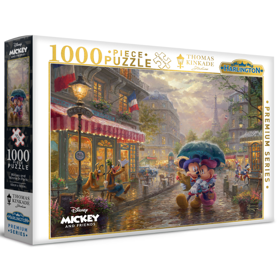 Harlington 1000 Piece Puzzle Thomas Kinkade Design Mickey & Minnie In Paris