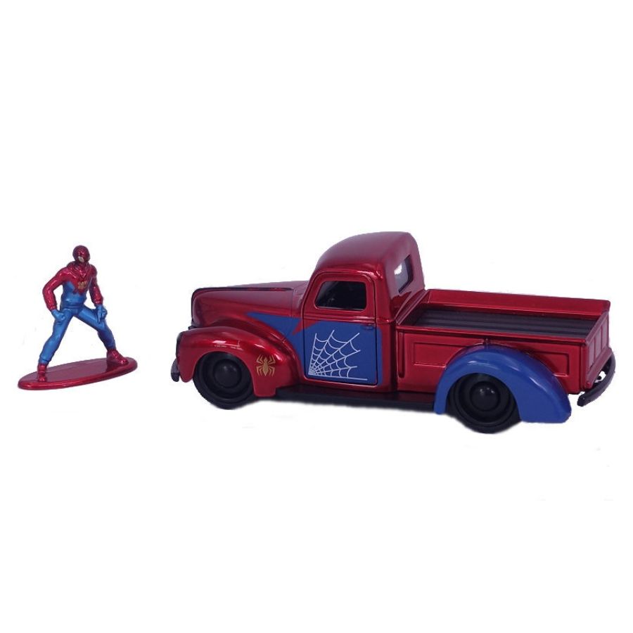 Jada Diecast 1:32 Marvel Superheroes 1941 Ford Pickup With Spider-Man Figure