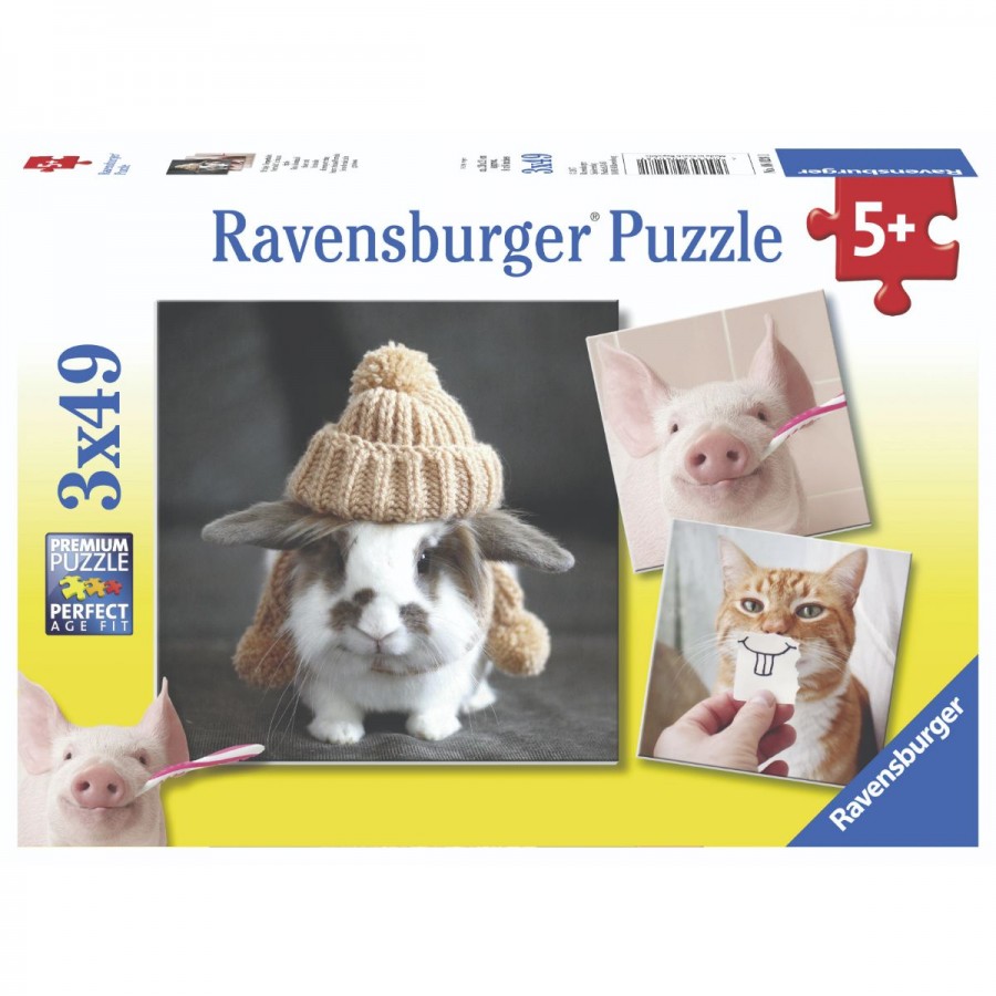 Ravensburger Puzzle 3x49 Piece Funny Animal Portraits