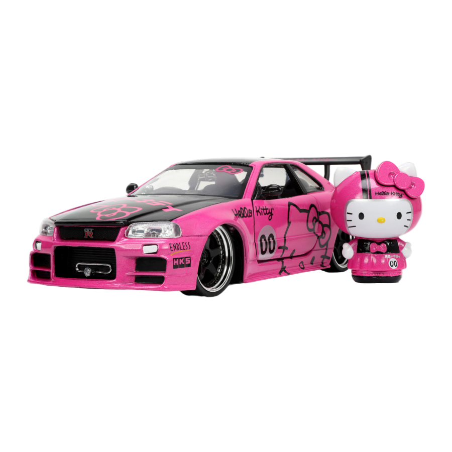 Jada Diecast 1:24 Hello Kitty 2009 Nissan Skyline GT-R R35 With Hello Kitty Figure