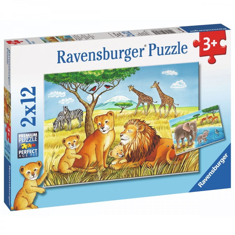 Ravensburger Puzzle 2x12 Piece Elephants Lions Company