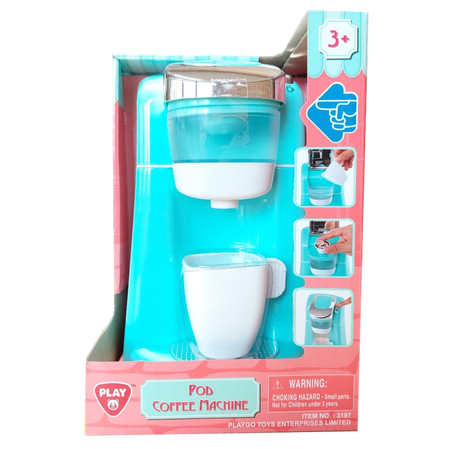 Pod Coffee Machine Pastel Blue With Lights Sounds & Water Pouring Feature