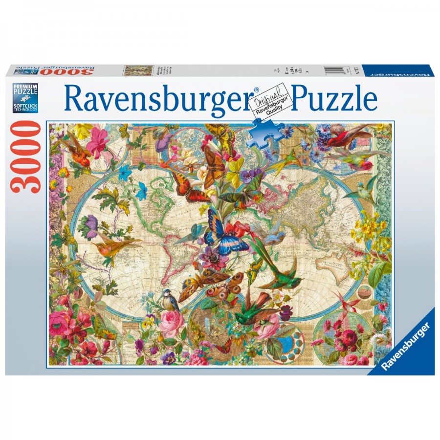 Ravensburger Puzzle 3000 Piece Flora & Fauna World Map