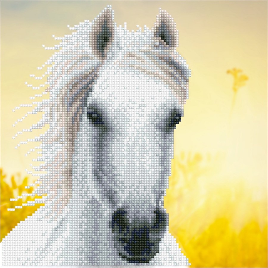 Diamond Dotz White Horse 30cm x 30cm