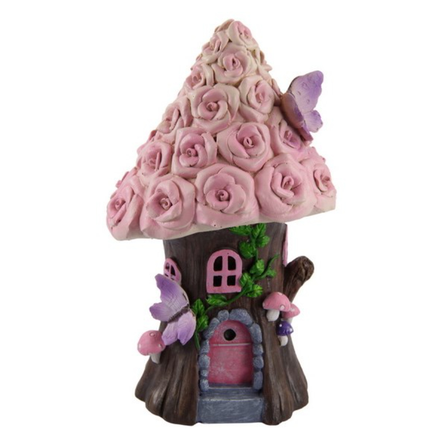 Fairy Garden Rose Roof House 19cm