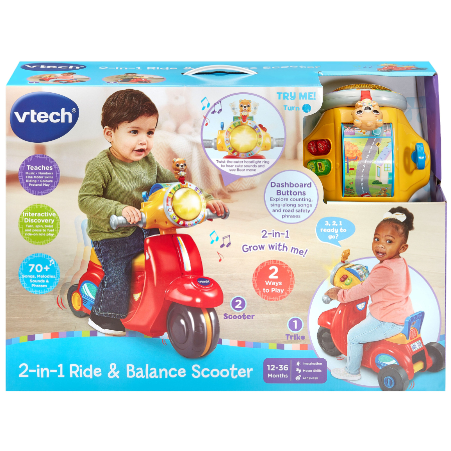 VTech 2 In 1 Ride & Balance Scooter Red