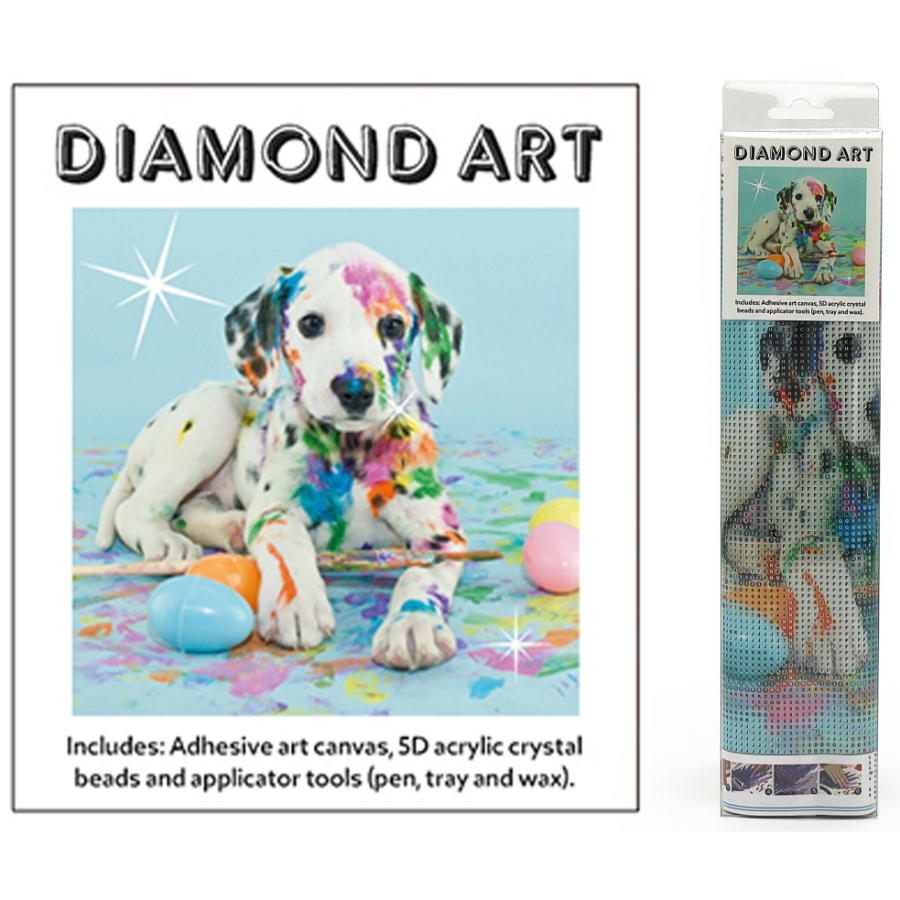 Diamond Art Kit 30cm x 30cm Paint Splashed Dog