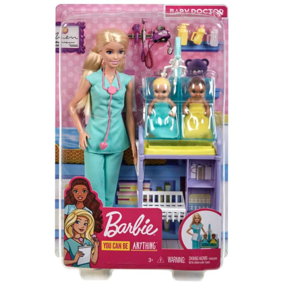 Barbie Baby Doctor Doll Playset With Two Babies & Accessories