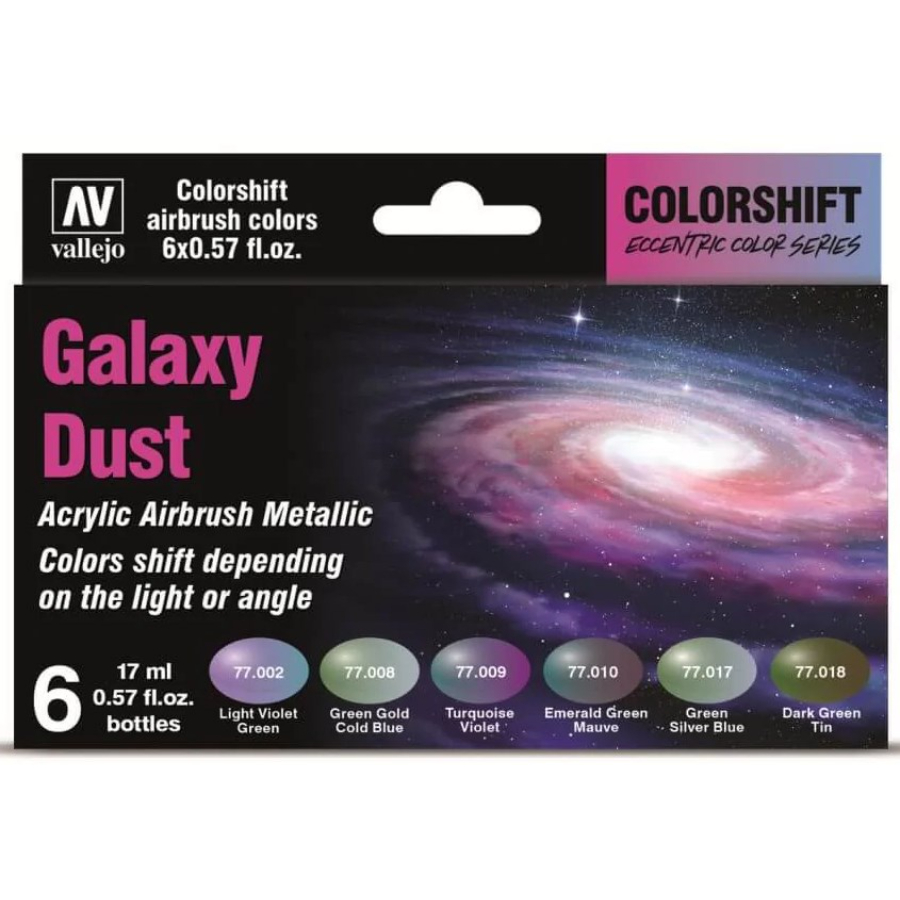 Vallejo Eccentric Colorshift Galaxy Dust 6 Colour Acrylic Airbrush Paint Set