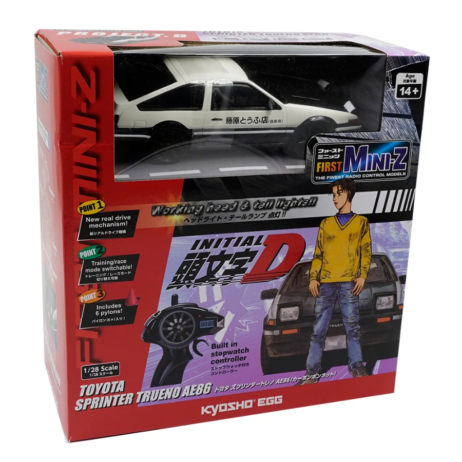 Kyosho Radio Control First Mini-Z Initial D Toyota Sprinter Trueno AE86 With Carbon White & Black
