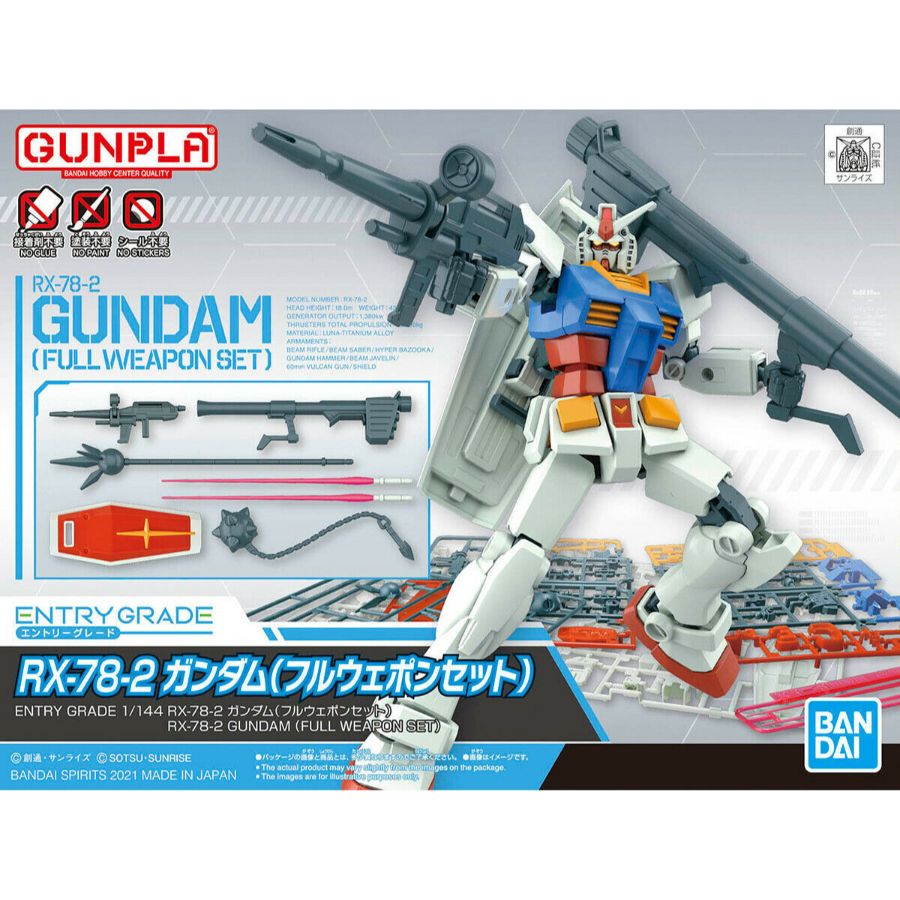 Gundam Model Kit Entry Grade RX-78-2 Gundam Full Weapon Set