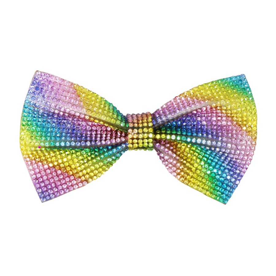 Rainbow Rhinestone Bow Hairclip