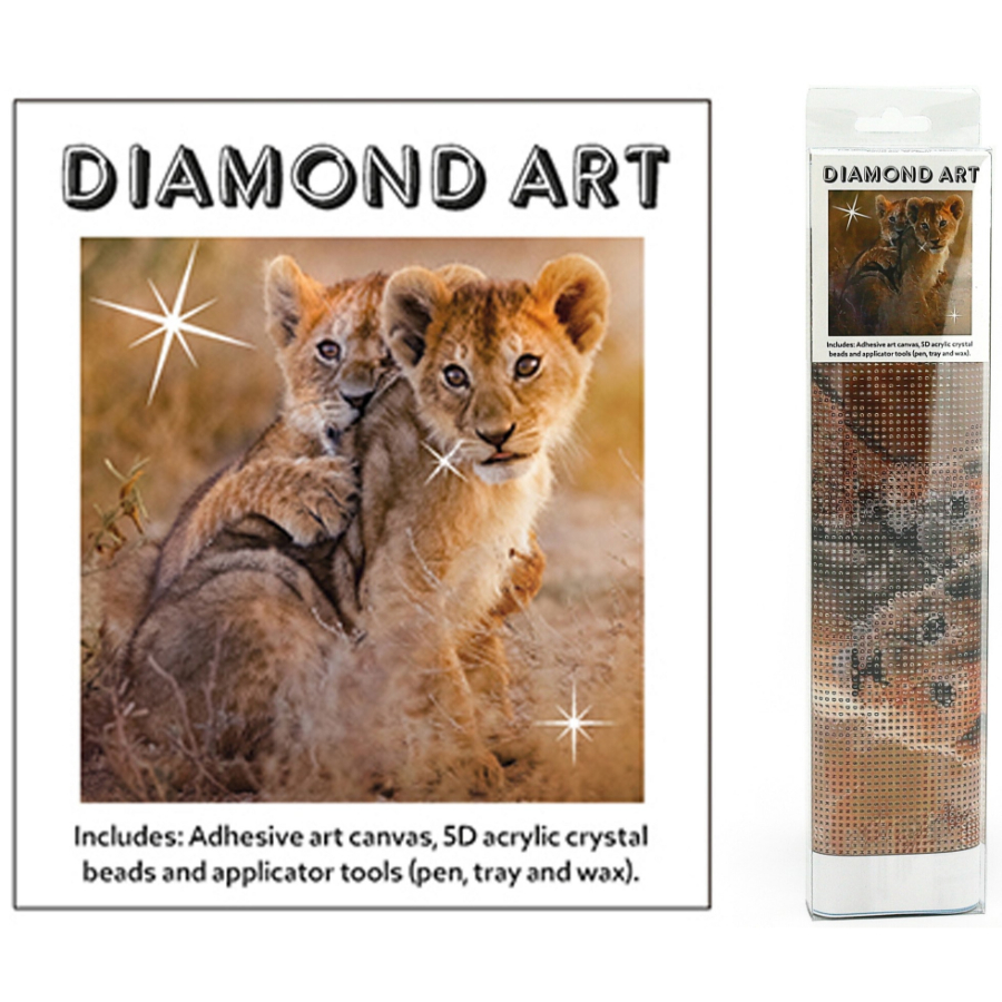 Diamond Art Kit 30cm x 30cm Tiger Cubs