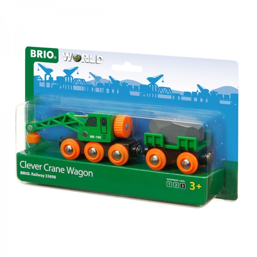 Brio Wooden Train Vehicle Clever Crane Wagon