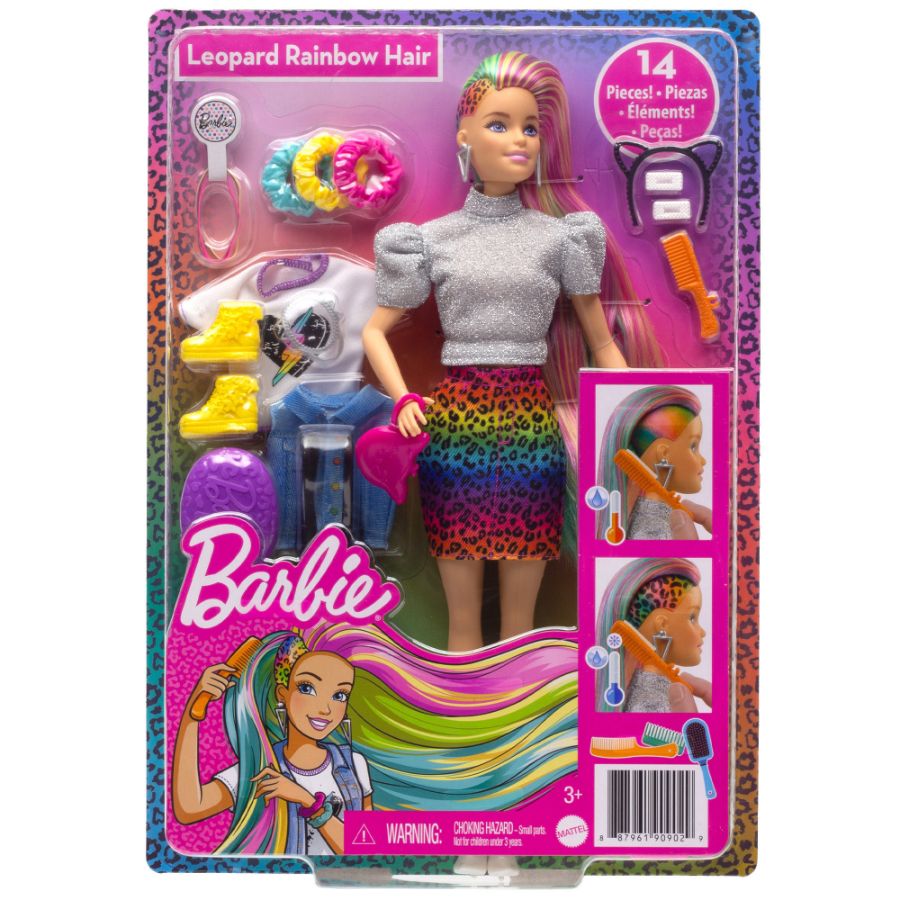 Barbie Leopard Rainbow Hair Doll Assorted