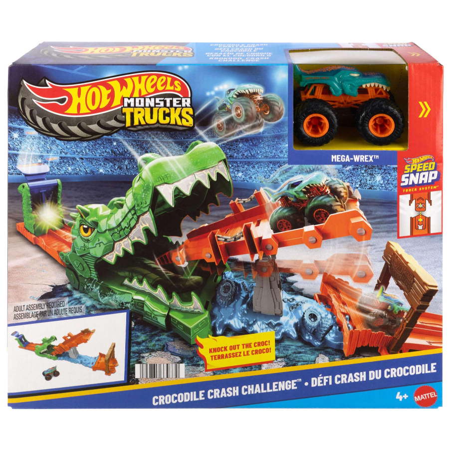 Hot Wheels Monster Trucks Knock The Croc Challenge Playset
