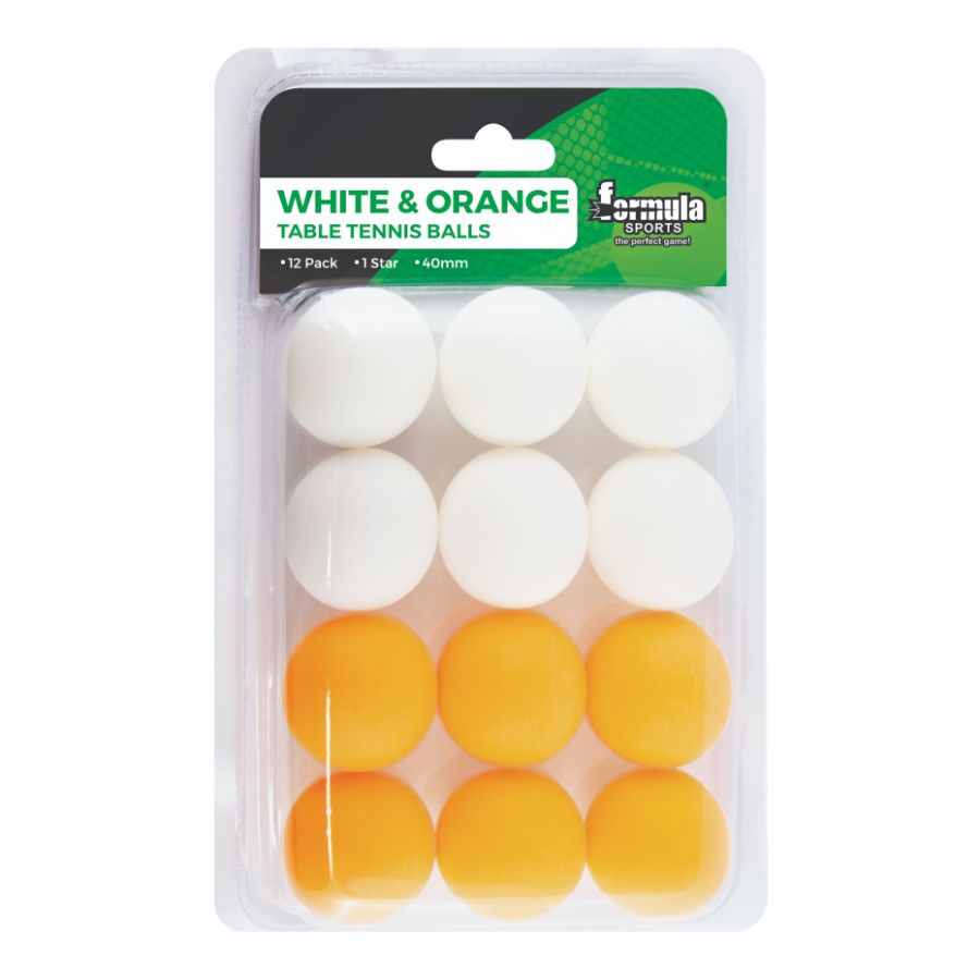 Table Tennis Balls White & Orange 12 Pack