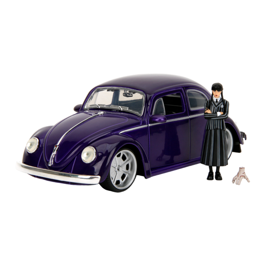 Jada Diecast 1:24 Wednesday VW Beetle With Wednesday Addams Figure