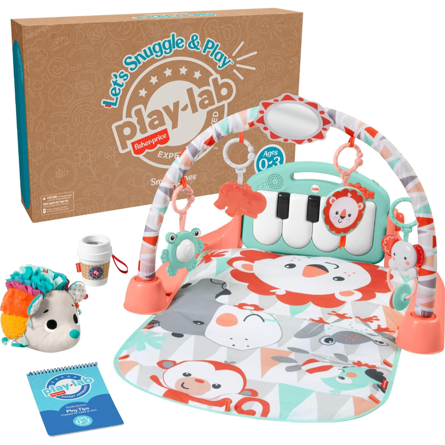 Fisher Price Lets Snuggle & Play Baby Mat & Toys Gift Set In Brown Box