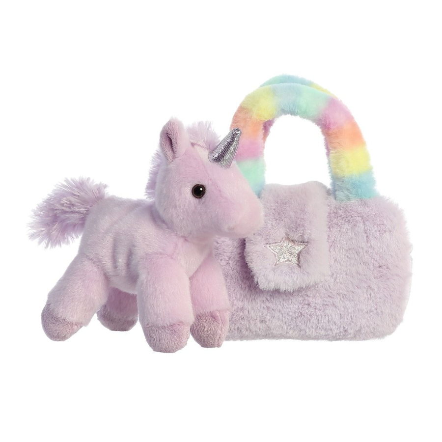 Fancy Pal Unicorn In Plushy Purple Bag