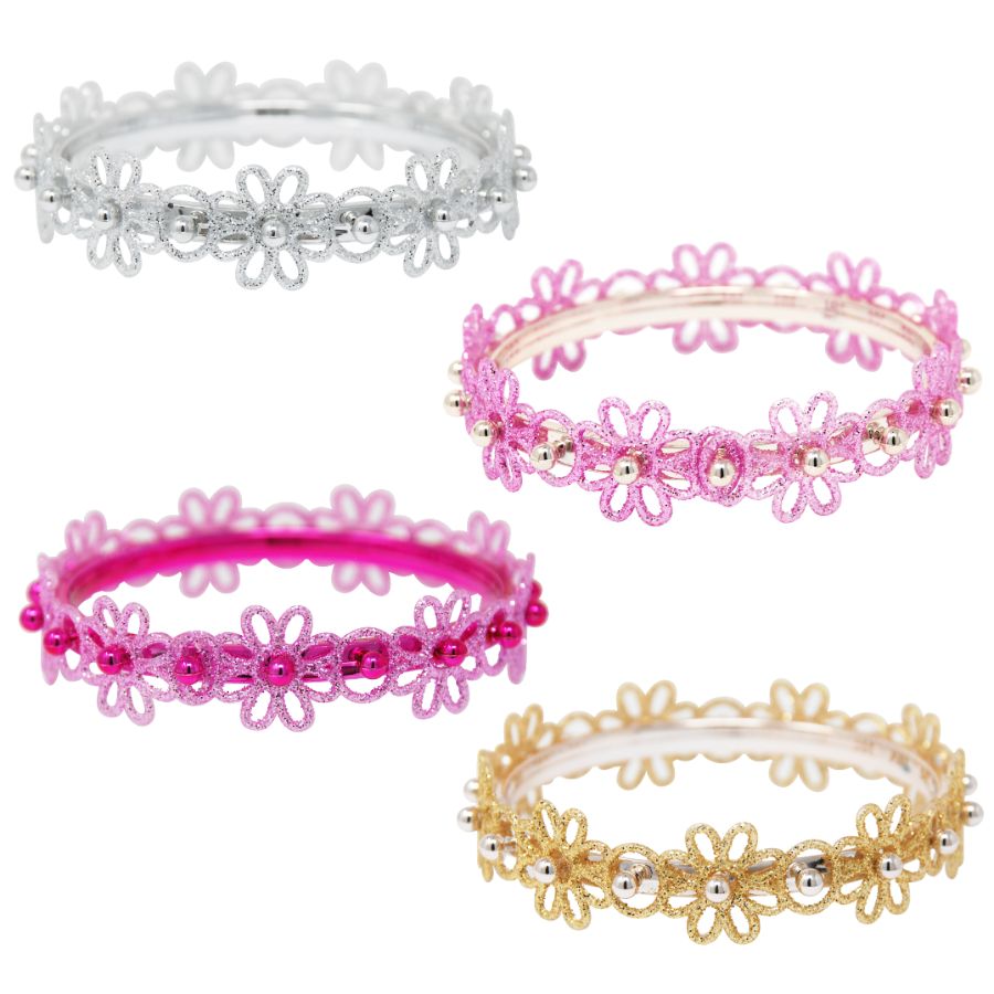 Glitter Flower Bangle Assorted