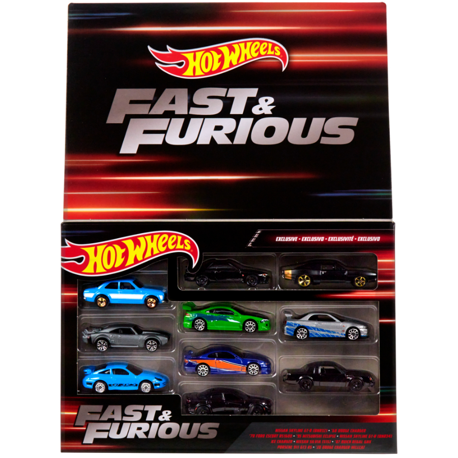 Hot Wheels Vehicles Fast & Furious Themed 10 Pack