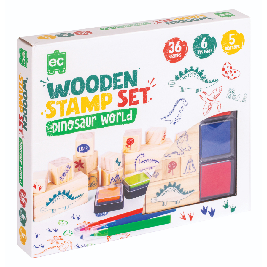 Wooden Stamp Set Dinosaurs