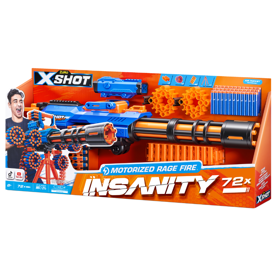 XSHOT Insanity Motorised Rage Fire Dart Blaster With Tripod Stand