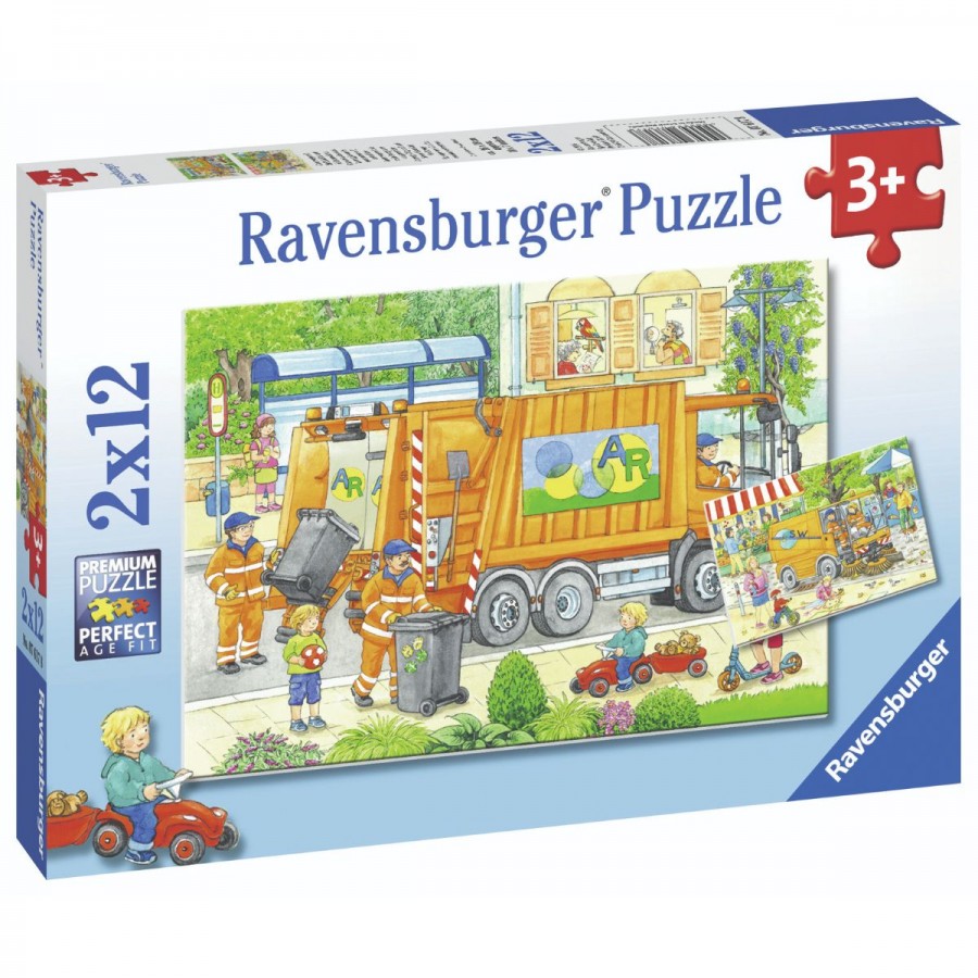 Ravensburger Puzzle 2x12 Piece Street Cleaning Underway