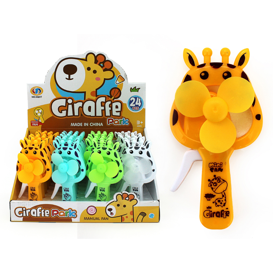 Manual Friction Fan Giraffe Assorted