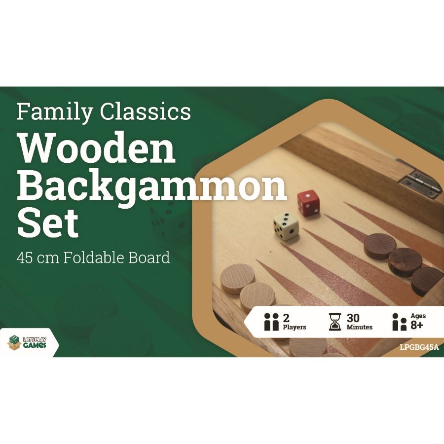 Backgammon In Wooden Folding  Case 45cm