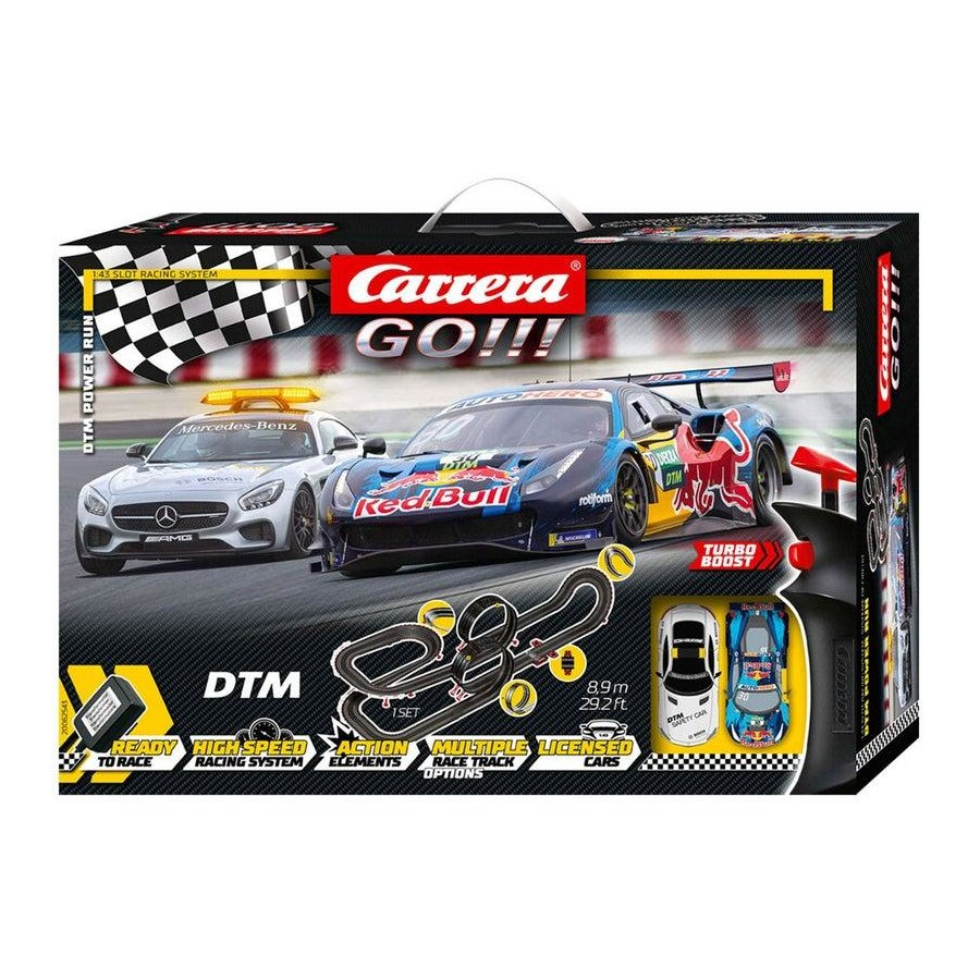 Carrera GO 1:43 Scale Slot Car Set DTM Power Run 8.9m Track