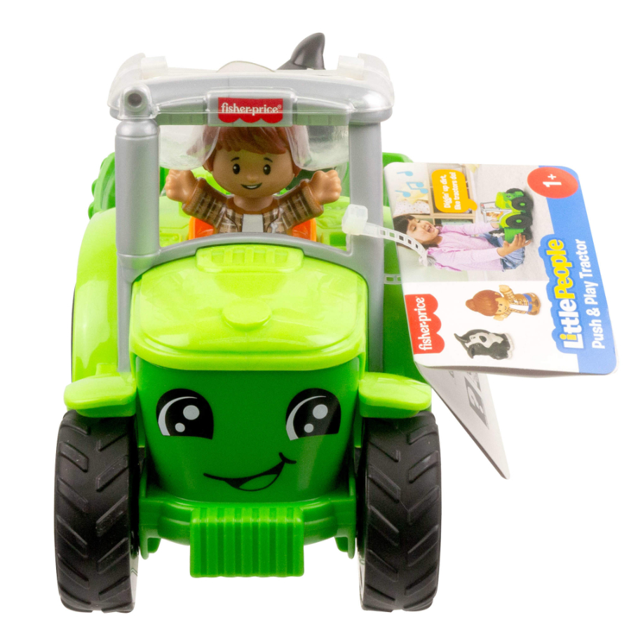 Fisher Price Little People Push & Play Tractor With Figure & Dog