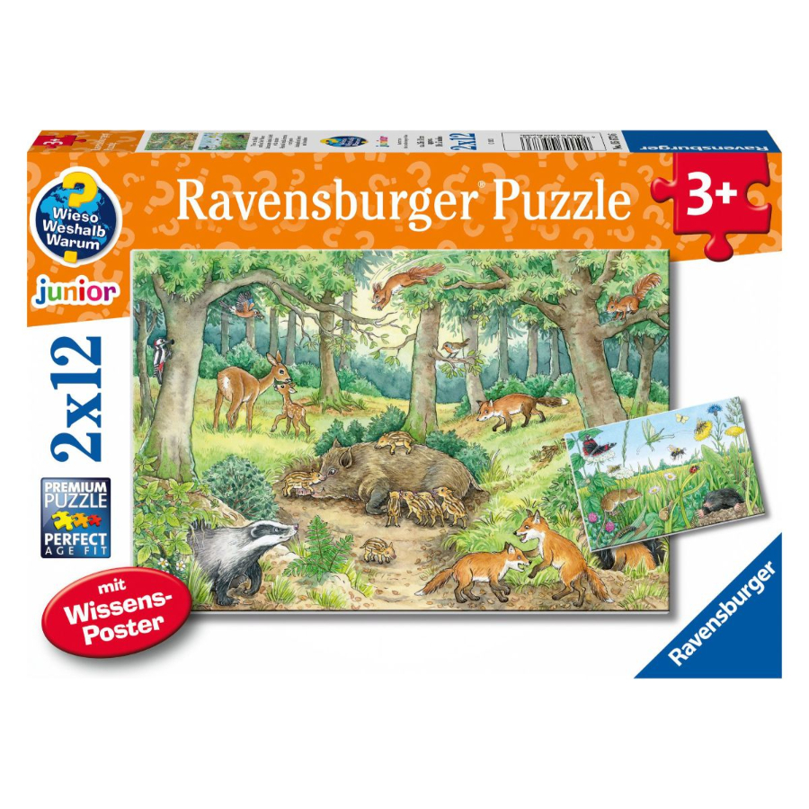 Ravensburger Puzzle 2x12 Piece Animals In The Forest & Meadow