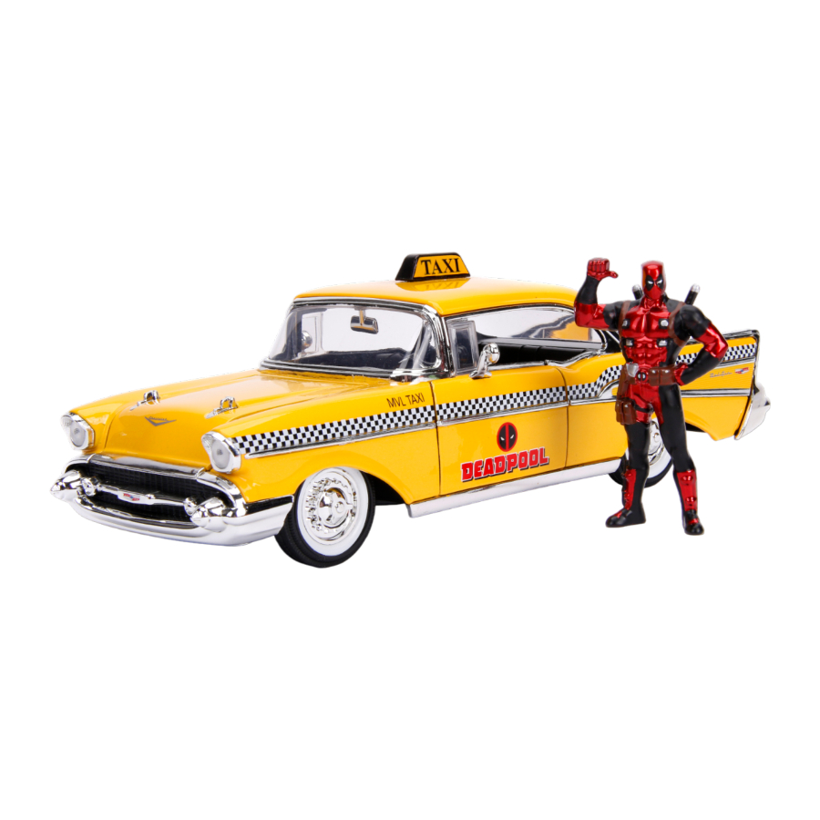 Jada Diecast 1:24 Deadpool 1957 Chevy Bel Air-Hard Top Taxi With Deadpool Figure