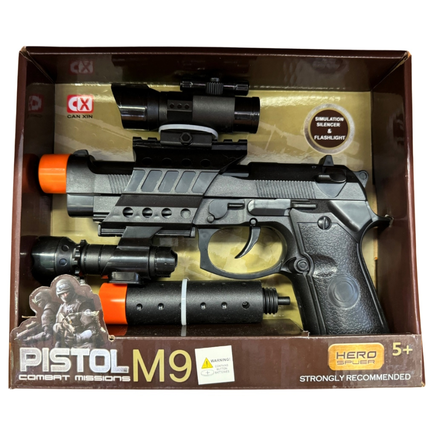 M9 Play Pistol With Sight & Silencer For Kids