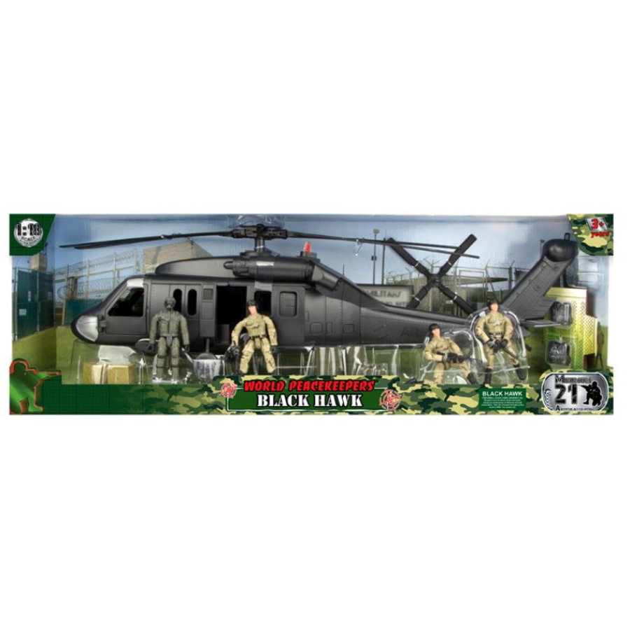 World Peacekeepers Military Black Hawk Helicopter With Figures & Accessories