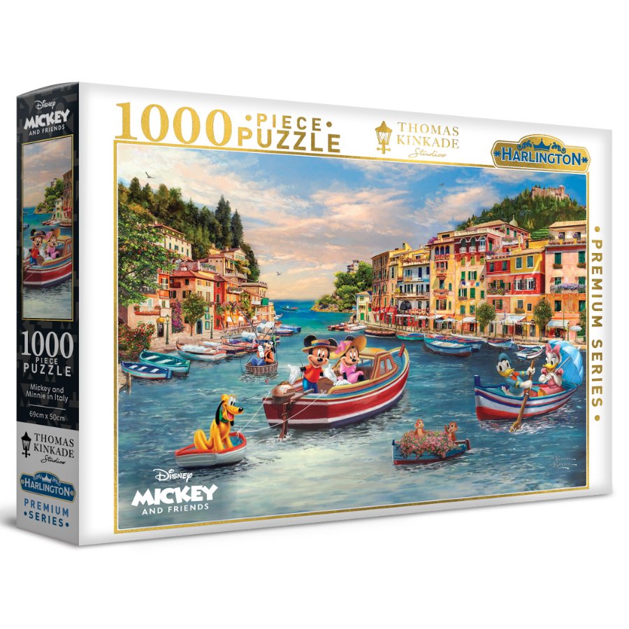 Harlington 1000 Piece Puzzle Thomas Kinkade Design Mickey & Minnie in Italy